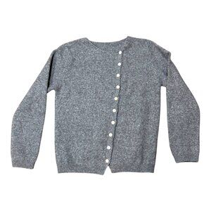 Gray Soft Polyester Button Up Cardigan Sweater Medium Classic Versatile Layer